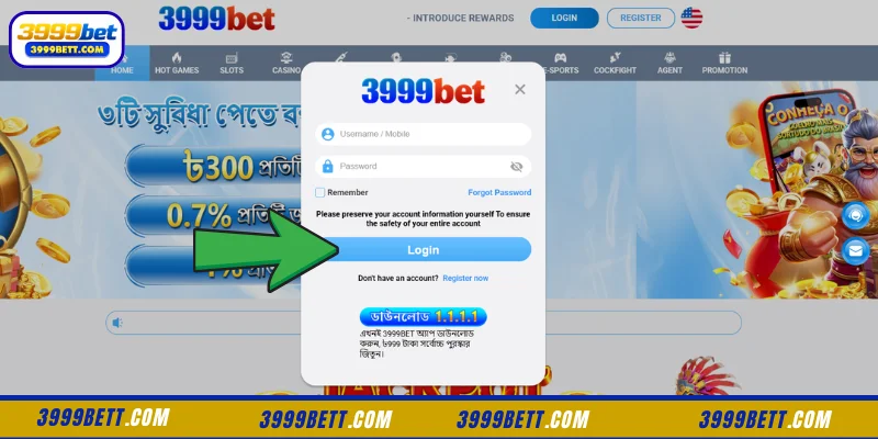 Detailed Instructions for Performing the 3999Bet Login