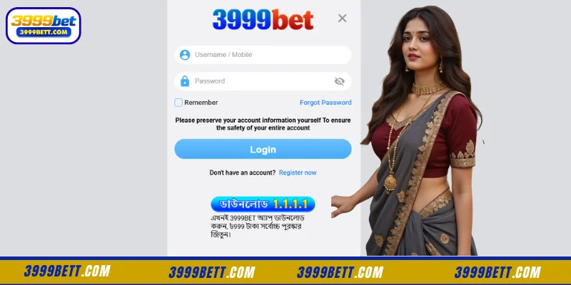 Primary Visual Components of the 3999Bet Login