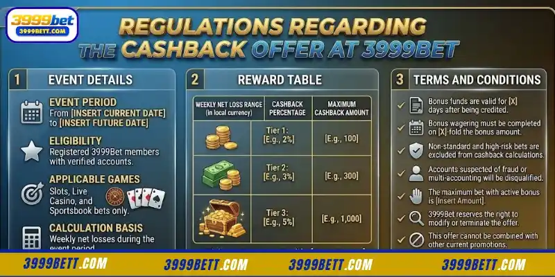 Regulations regarding cashback offers at 3999Bet