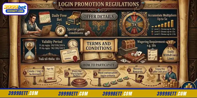 Terms and Conditions for Daily Login Rewards at 3999Bet